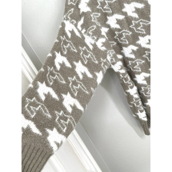 NWT Dreamers By Debut Boutique Taupe Houndstooth Sweater Super Soft Women's Sz L - Picture 3 of 11